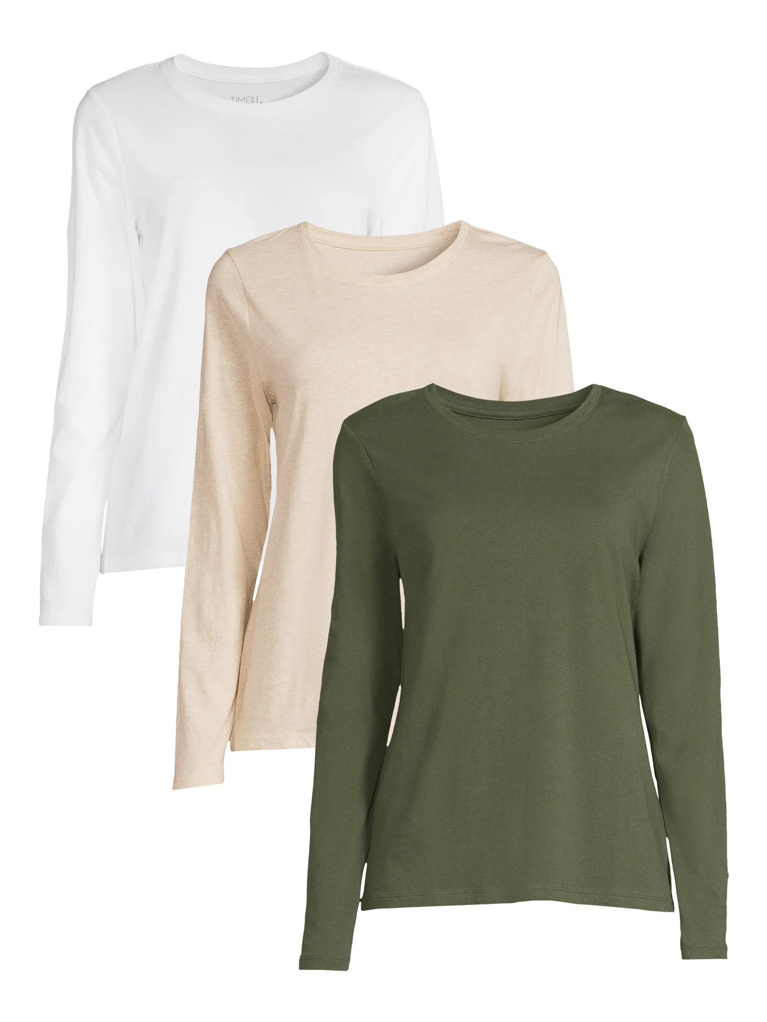 Time and Tru Women's Long Sleeve T-Shirt (3 Pack) - Walmart.com | Walmart (US)