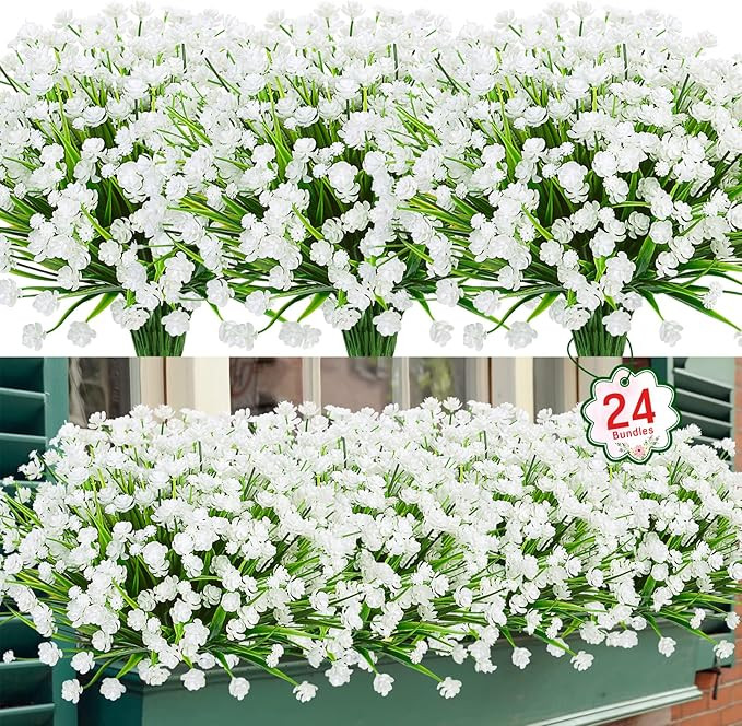 Ouddy Decor 24 Bundles Artificial Flowers for Outdoors UV Resistant Fake Plastic Plants Faux Bost... | Amazon (US)