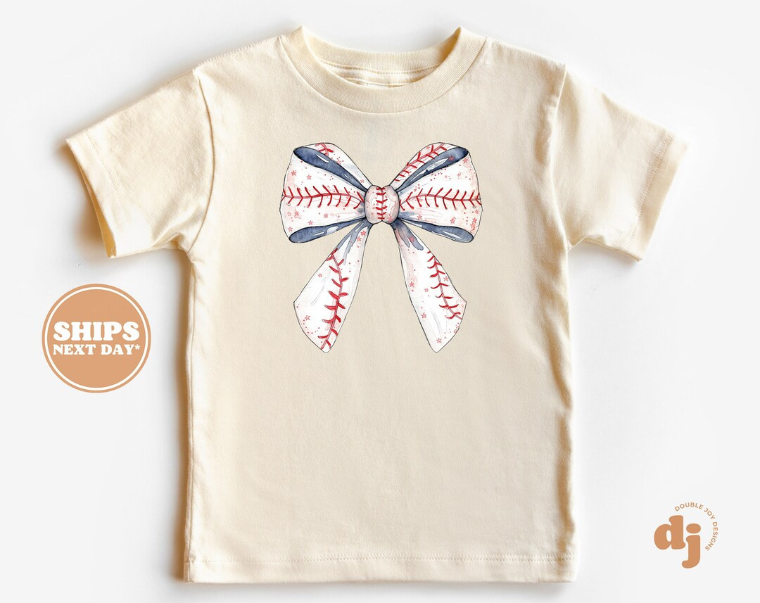 Toddler T-shirt Cute Giant Baseball Ribbon Kids Retro T-shirt Retro Natural Infant, Toddler & You... | Etsy (US)