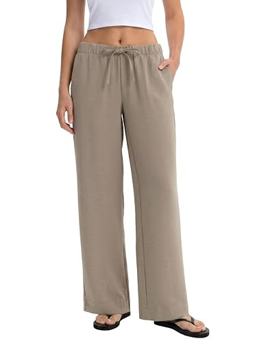 Abonlen Wide Leg Pants for Women Casual Flowy Crepe Trousers Wrinkle Free Relaxed Fit Lounge Work... | Amazon (US)