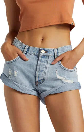 Get Low Ripped Rolled Cuff Denim Shorts | Nordstrom