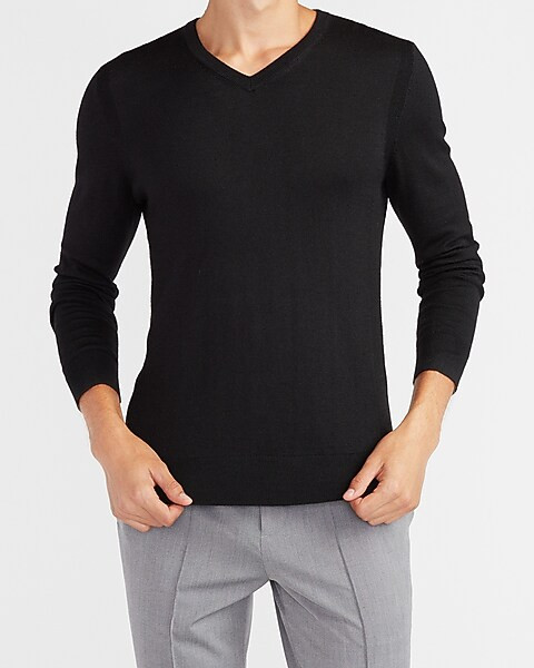 Merino Wool-Blend V-Neck Sweater | Express