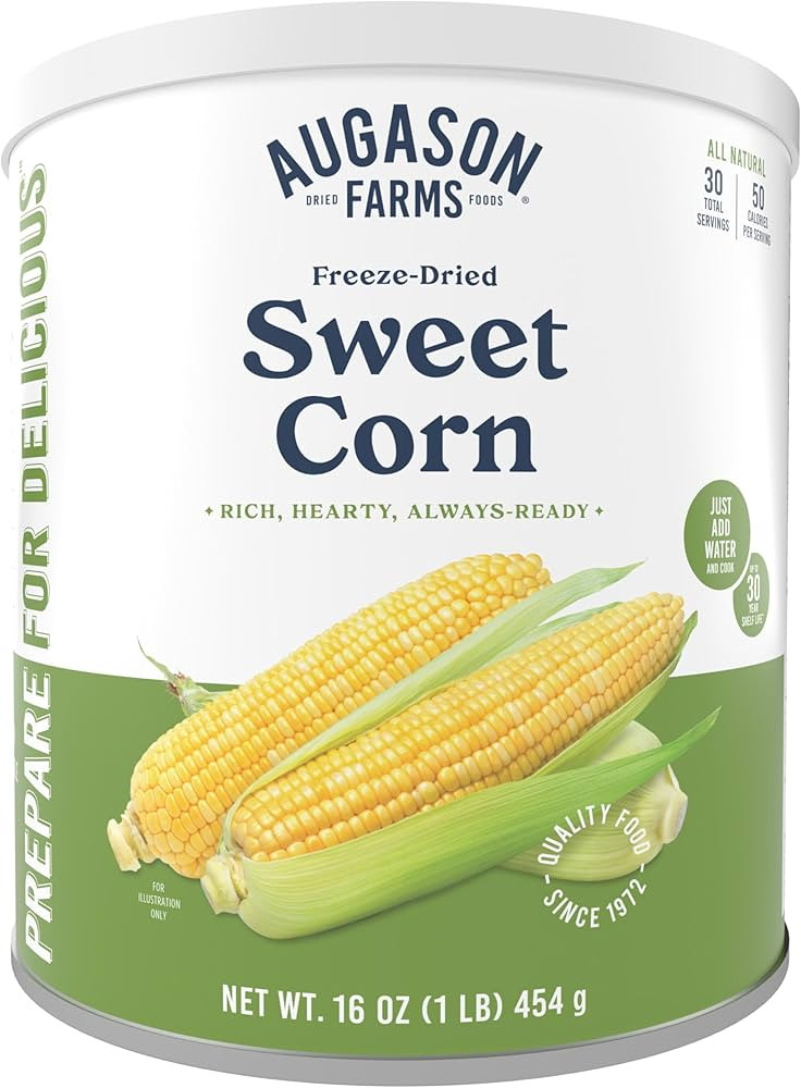 Augason Farms Freeze Dried Sweet Corn Can, Emergency Food Supply, Everyday Meals, 30 Servings | Amazon (US)