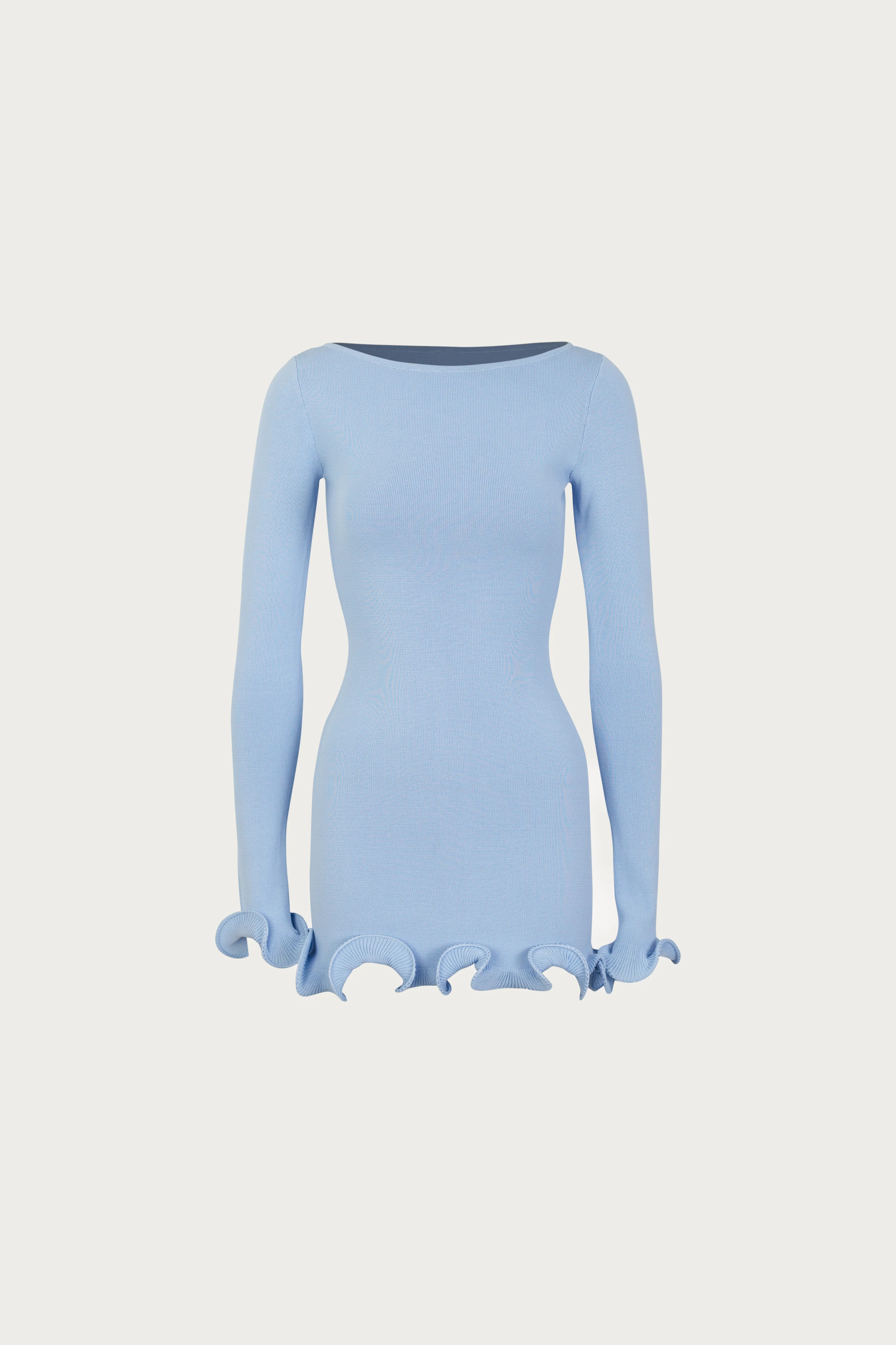Ruffle Hem Mini Dress (Light Blue) | SAME