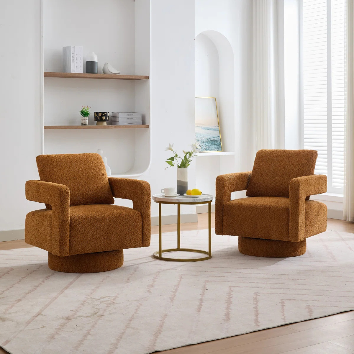 29.12" W Pillow Back Hollow Arm Swivel Accent Armchair (Set Of 2) | Wayfair North America