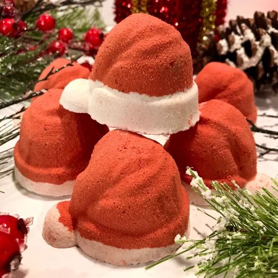 Santa Hat Bath Bomb | Christmas Cookies Scented Red Santa Hat | Christmas Gift for Her | Christma... | Etsy (US)