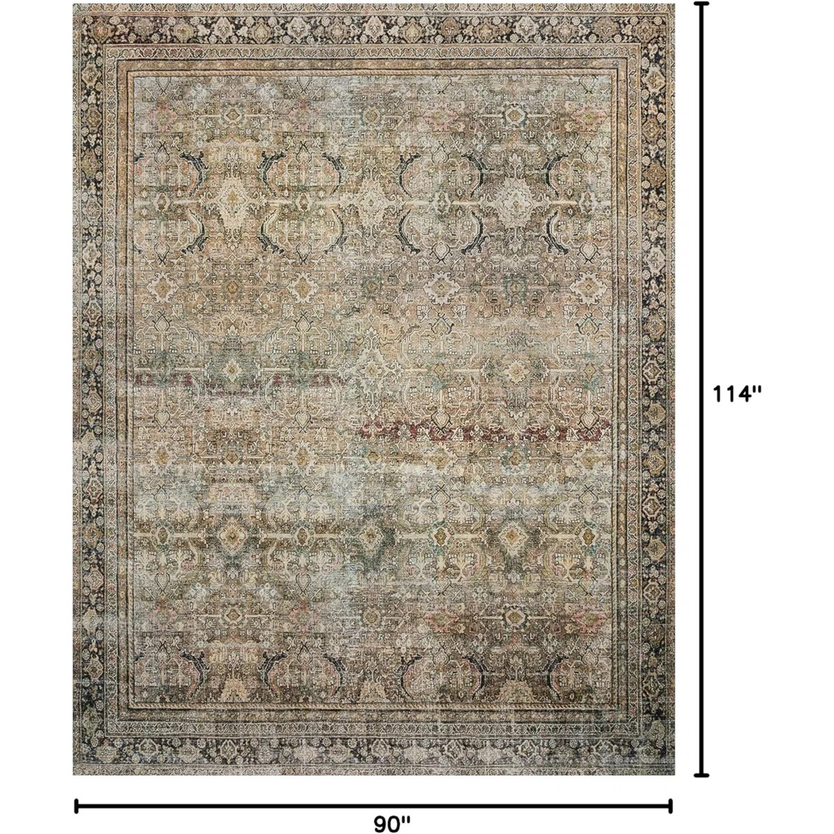 Loloi Layla 7'-6" x 9'-6" Area Rug in Olive/Charcoal - Thick Area Rug, Soft Area Rug with, Vintag... | Wayfair North America