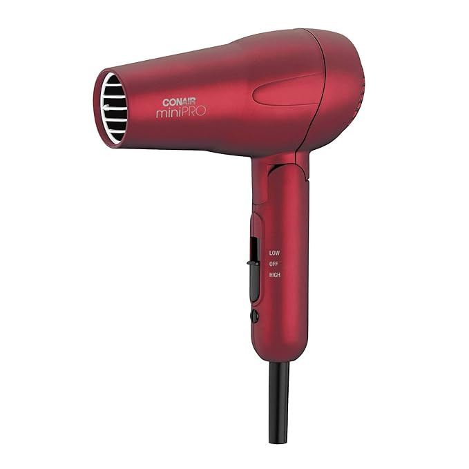Conair miniPRO Tourmaline Ceramic Travel Hair Dryer with Folding Handle, Red | Amazon (US)