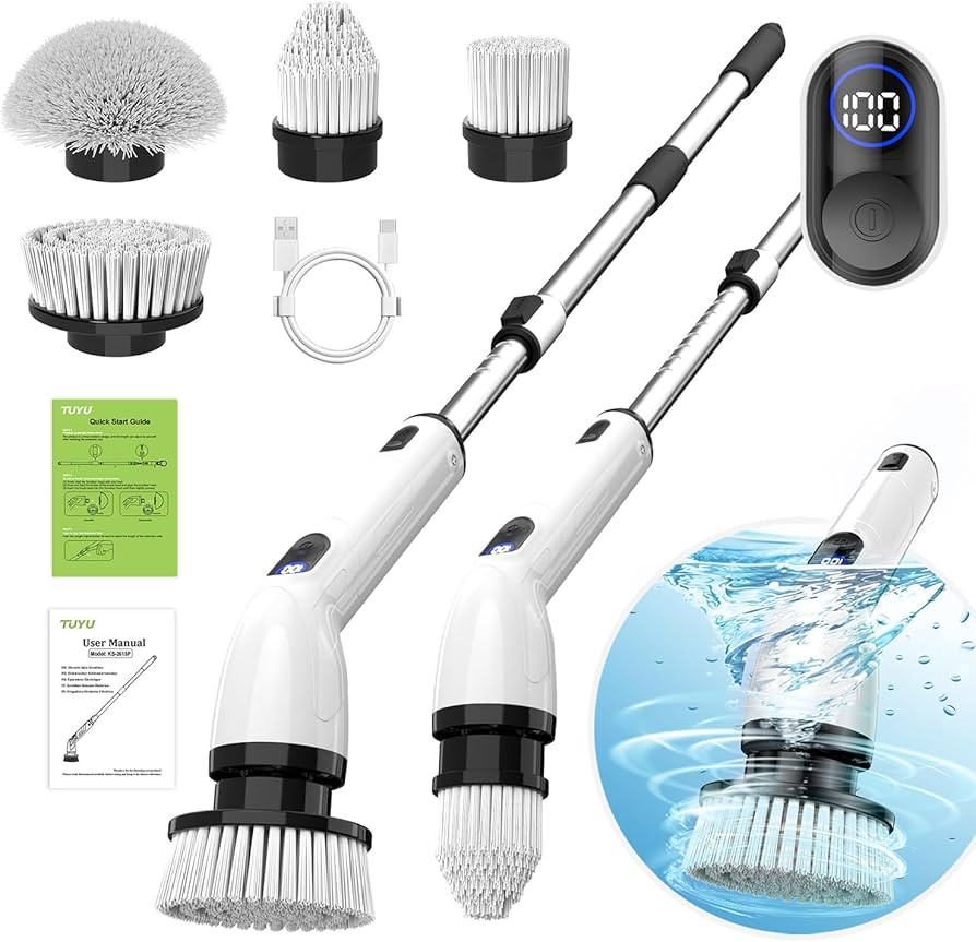 Amazon.com: TUYU Electric Spin Scrubber, Full-Body IPX7 Waterproof Bathroom Scrubber with Power L... | Amazon (US)