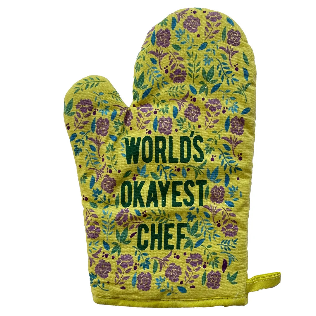 Funny Floral Oven Mitt, World's Okayest Chef, Hostess Gift | Etsy (US)