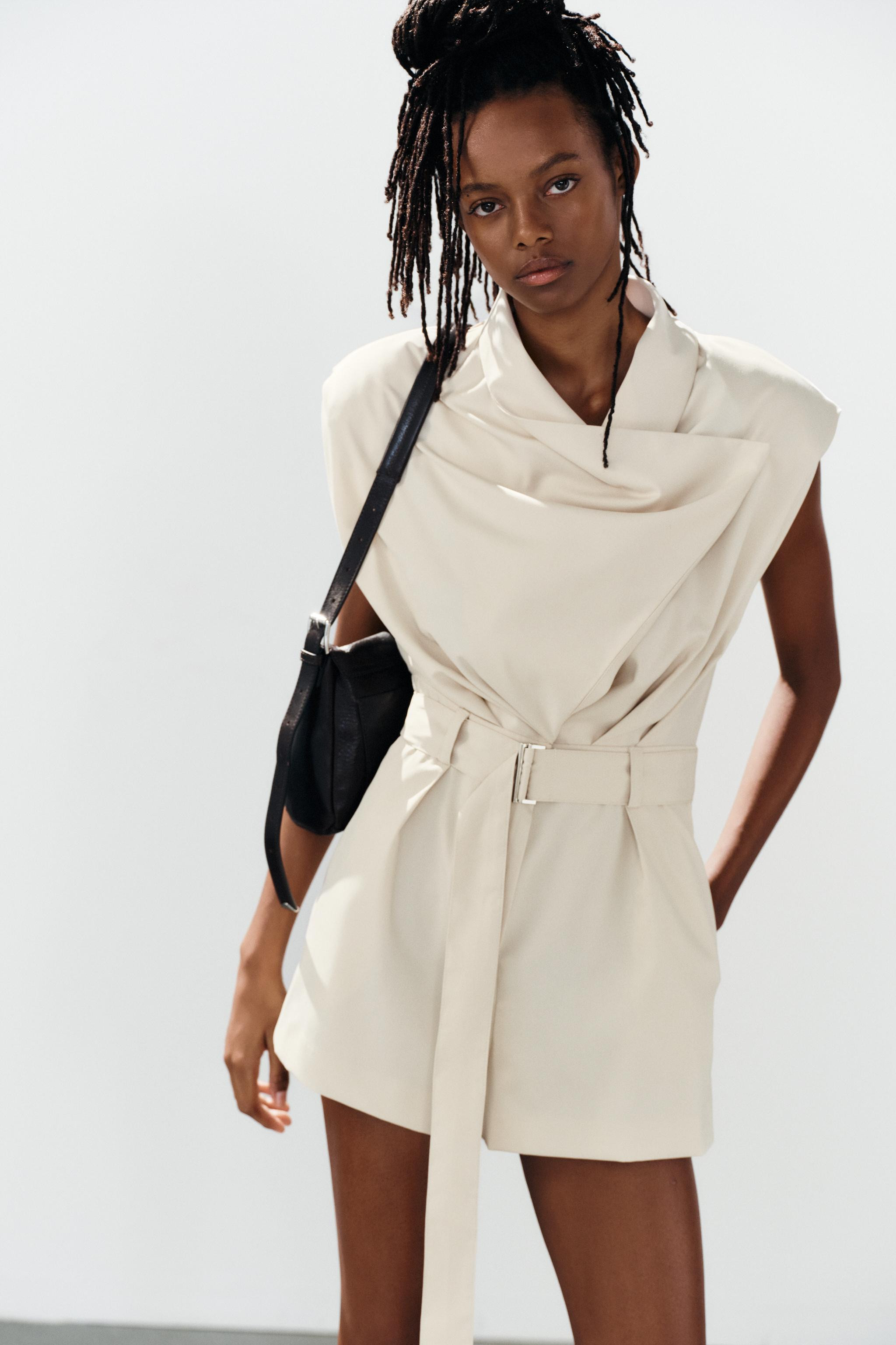 SHOULDER PAD BELTED SHORT JUMPSUIT | Zara US