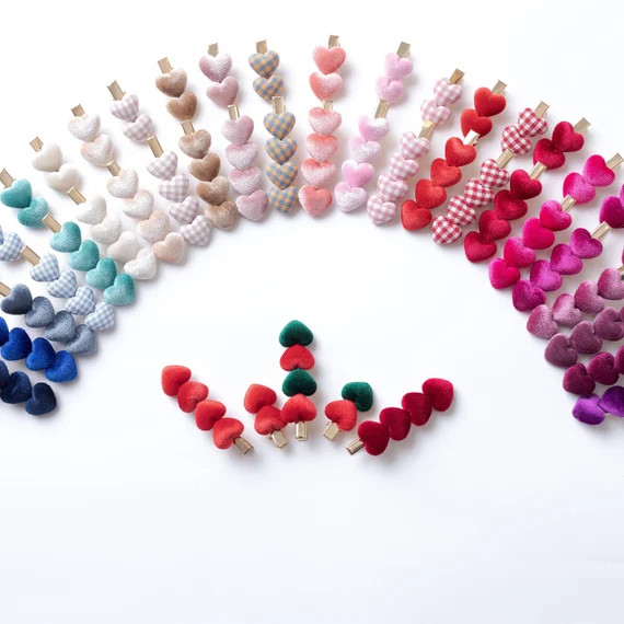 Set of Two Heart  Hair Clips, Girls Hair Clips, Toddler Hair Clips,Baby girl Hair clip, Girls Bow... | Etsy (US)