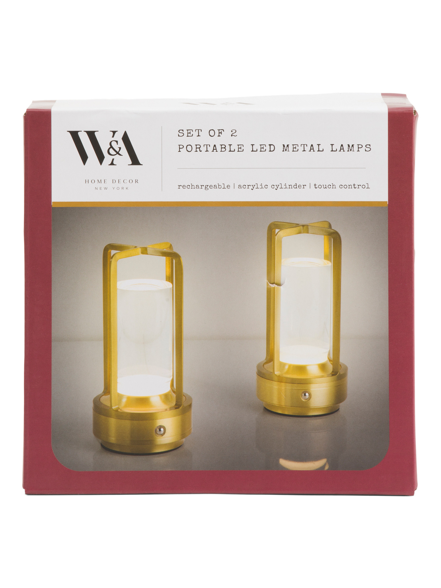 2pk 7in Acrylic Cylinder Rechargeable Tabletop Lamps | TJ Maxx
