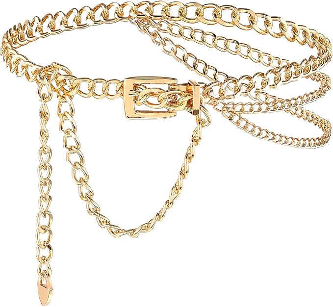 Amabro Multilayer Waist Chain Belt, Adjustable Metal Chain Dress Belt Body Belly Jewelry Women Gi... | Amazon (US)