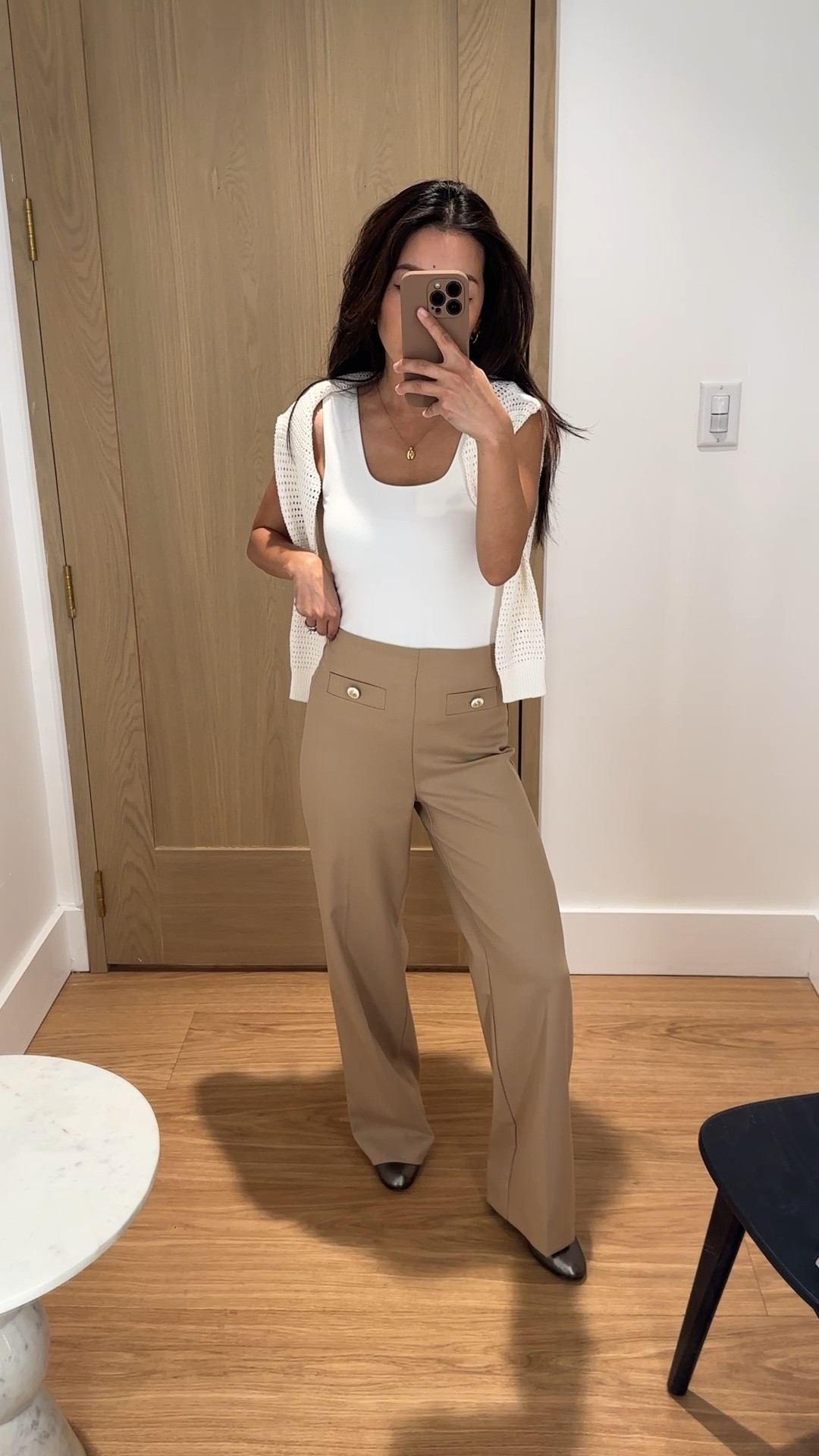 Ann Taylor spring sale try ons

• Petite square neck tank top xxs petite

• Over the shoulders: Petite Crochet-Collar Cardigan xxs petite fits slimmer 

• The Petite Sailor Wide-Leg Pant in cappuccino tan size 00P - fit a little big at my waist like all ann Taylor pants , and long on me with flats. 

Also in navy and other colors. This cut is a good one they bring back each year tho if you are taller than me or if you wear heels! 
 
• Madewell Remy mary jane flats 5.5 - sold out in this colorway but linked a classic stocked color!

Spring outfits, petite friendly workwear 

#LTKWorkwear #LTKPetite #LTKSaleAlert