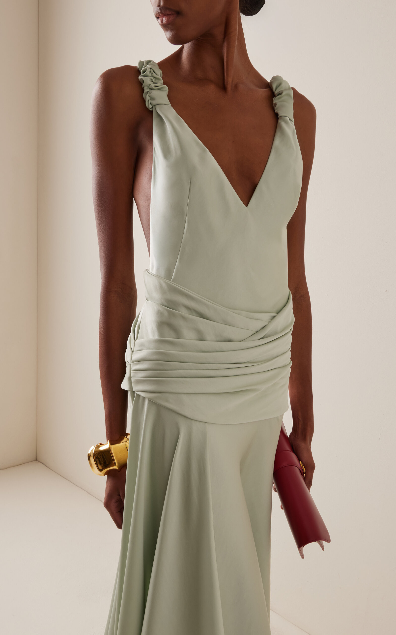 Madalena Ruffled Satin Maxi Dress | Moda Operandi (Global)