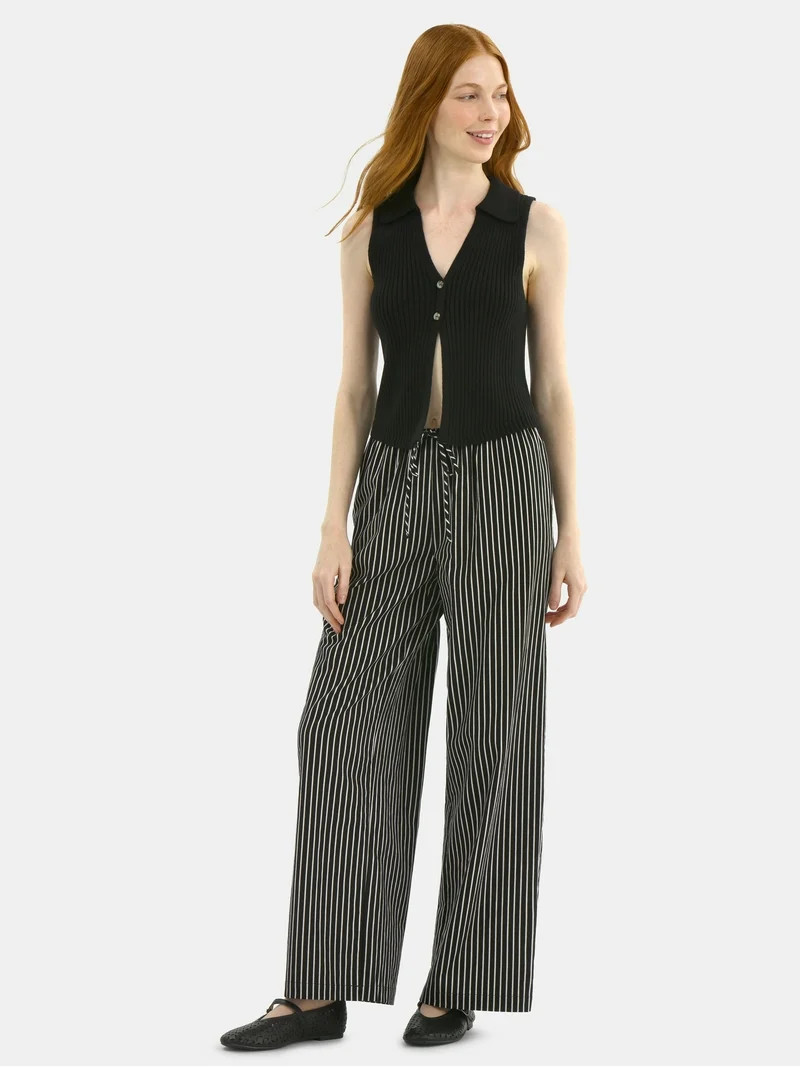 No Boundaries Button-Front Sweater Vest Top, Women's - Walmart.com | Walmart (US)