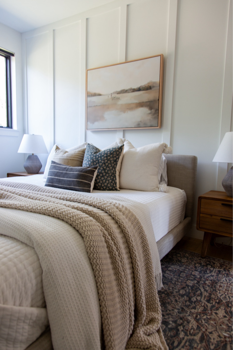 Cozy guest bedroom vibes featuring Target bedding, Etsy decorative pillows and…