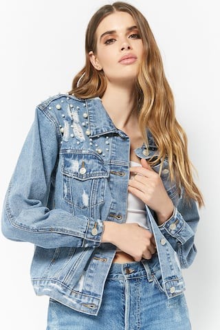 Distressed & Embellished Denim Jacket | Forever 21 (US)