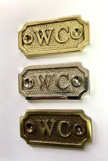 WC Door Sign Available in Three Finishes - Silver Nickel, Antique Bronze or Brass. Matching Screw... | Etsy (US)