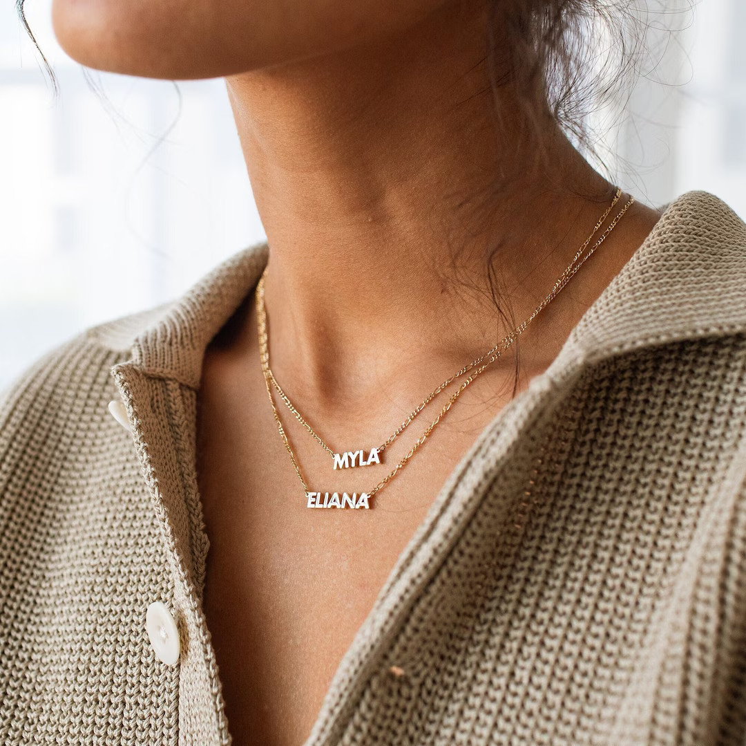 Custom Name Necklace by Gracepersonalized Dainty Name Necklace Minimal Letter Necklace NOAH NECKL... | Etsy (US)