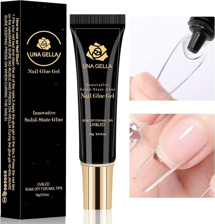 UNA GELLA Soft Gel Nail Tips Glue Gel Solid Nail Glue Gel 15ml Lamp Curing Needed Solid Soak Off ... | Amazon (US)