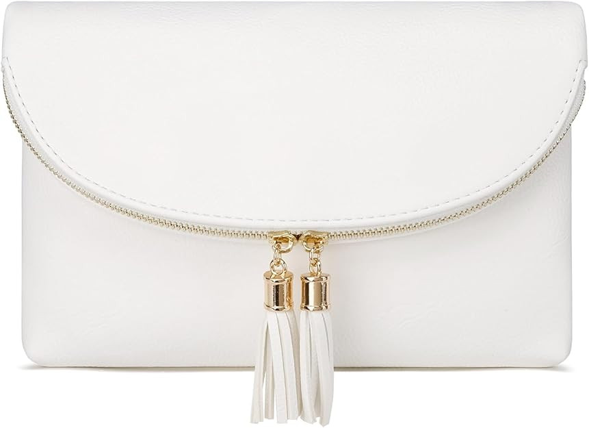 Womens Envelop Clutch Purse Multi Compartments, 6 Card Slot Inside, Crossbody Bag With Tassels | Amazon (US)