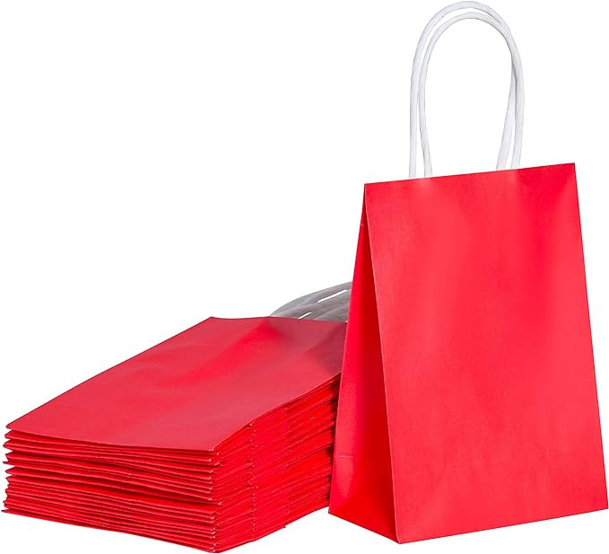 SUNCOLOR 25 Pieces 6" Mini Goodie Bags Small Red Gift Bags with Handle for Party Favor/Christmas(... | Amazon (US)