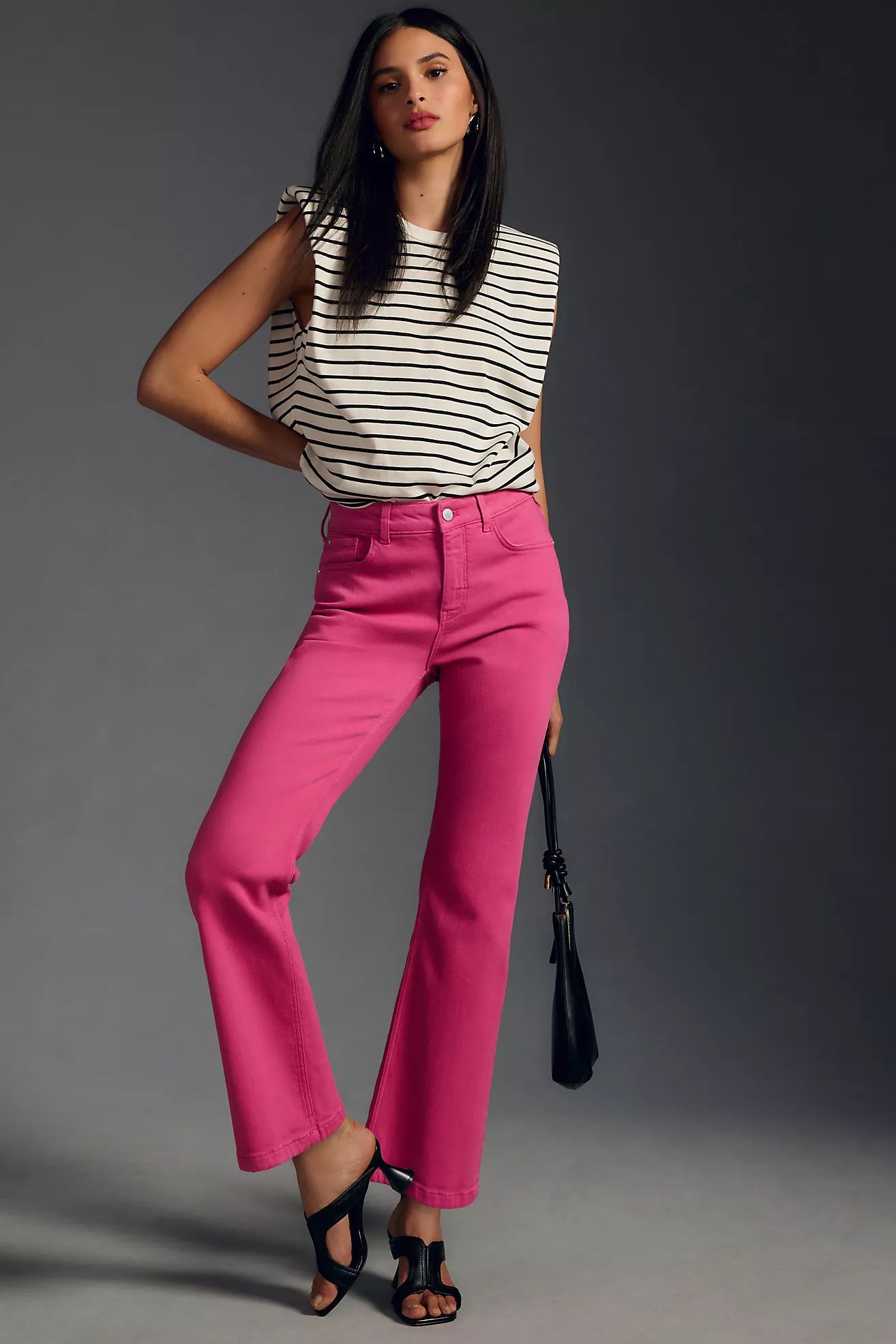 The Yaya Mid-Rise Crop Flare Jeans | Anthropologie (US)