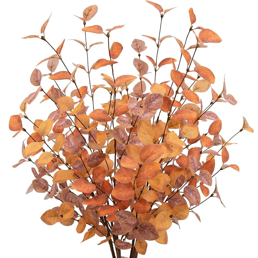 6 Pcs Aritificial Eucalyptus Stems Leaves Autumn Decorations with Fall Plants for Floral Arrangem... | Amazon (US)