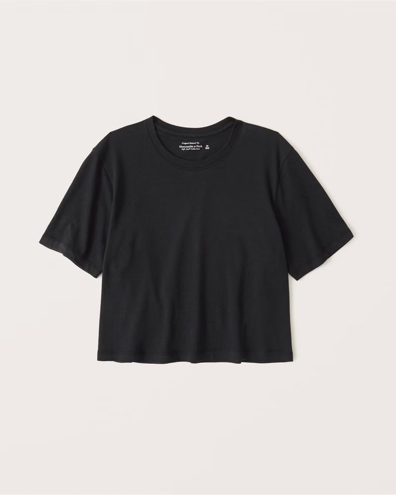 Women's Short-Sleeve Cropped Relaxed Tee | Women's Tops | Abercrombie.com | Abercrombie & Fitch (US)