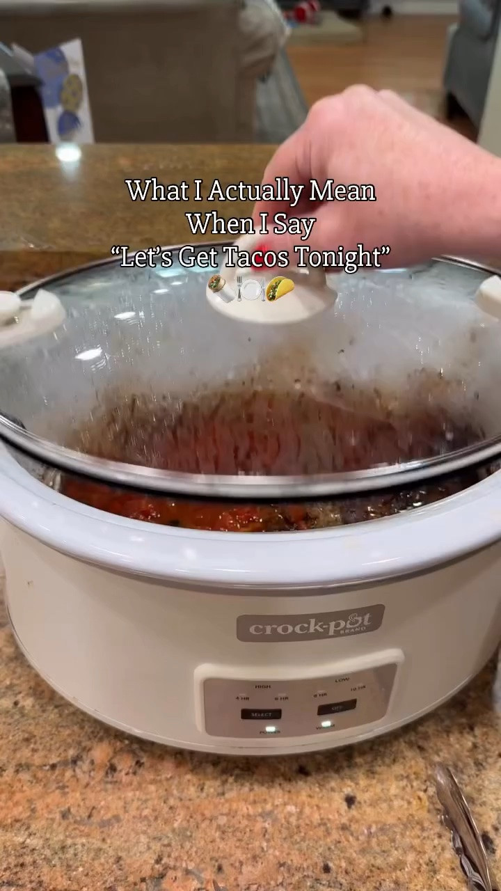 🌮Slow Cooker Steak Tacos: add skirt steak to a slow cooker. Sprinkle generously with taco seasoning. Add an undrained can of rotel. Squeeze juice of one lime. Cook on low for 8 hours or so. #tacotuesday #easyrecipes #easyrecipe #dinner #dinnerideas