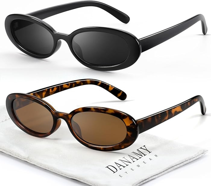 DANAMY Sunglasses Womens Retro Oval Sunglasses for Women Men Fashion Small Oval Sun Glasses 90s V... | Amazon (US)