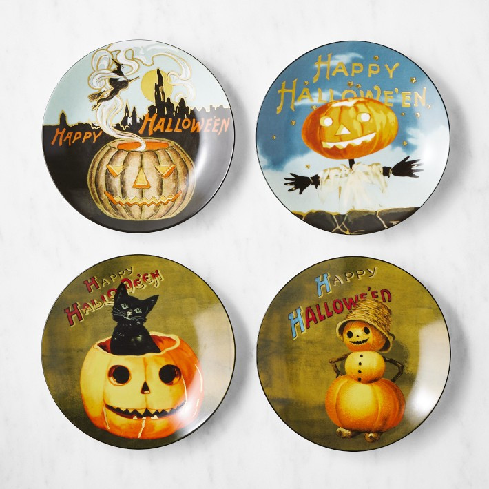 Vintage Halloween Mixed Salad Plates, Set of 4 | Williams-Sonoma