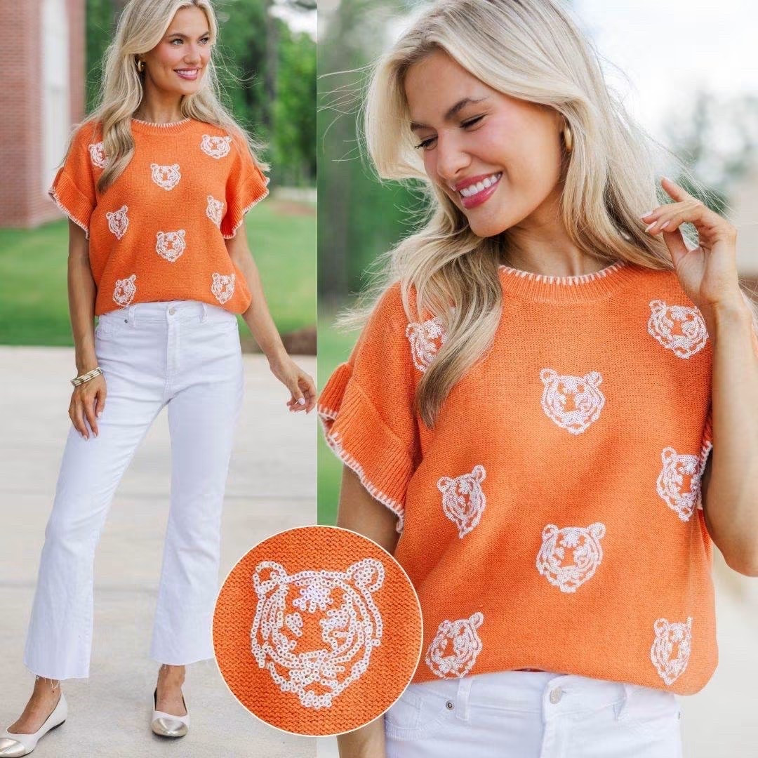 A little sparkle for your team spirit🎉✨🏈🐯🧡 This sleeveless sweater is the perfect way to cheer on your team while keeping your game day style cute and comfortable!!!

Would be so cute for Auburn and Clemson fans and any other Orange schools with tiger mascots 🐅🧡

#gotigers #tigers #tiger #auburn #auburntigers #clemson #clemsontigers #godawgs #dawgs #godogs #bulldogs #UGA #georgiabulldogs #eagles #royalblue 
#gamedayready #gamedaystyle #affordablestyle #affordable #affordablefinds #affordablefashion #ugafootball #sec #secfootball #gameday #acc #nfl #collegefootball #dresses #fall #falldresses #falloutfits #fallfashion #autumnstyle #preppy #classicstyle #preppystyle #outfitinspo #outfitideas #styleinspiration #styleinspo #fashion #fashionfinds #deal #deals #dealoftheday #sale #salealert #affordablefashion #affordablestyle #tryonhaul #ootdfall #fallstyle

#LTKootd #LTKSeasonal