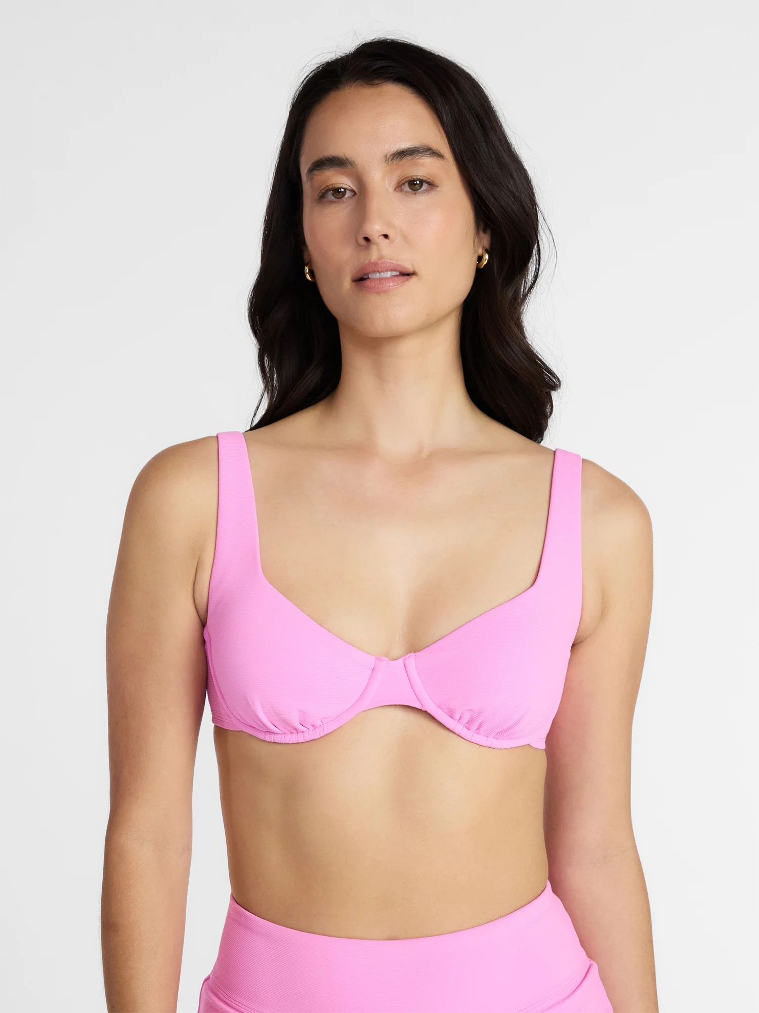 Time and Tru Women's and Women's Plus Ribbed Underwire Bikini Top, Sizes XS-3X | Walmart (US)