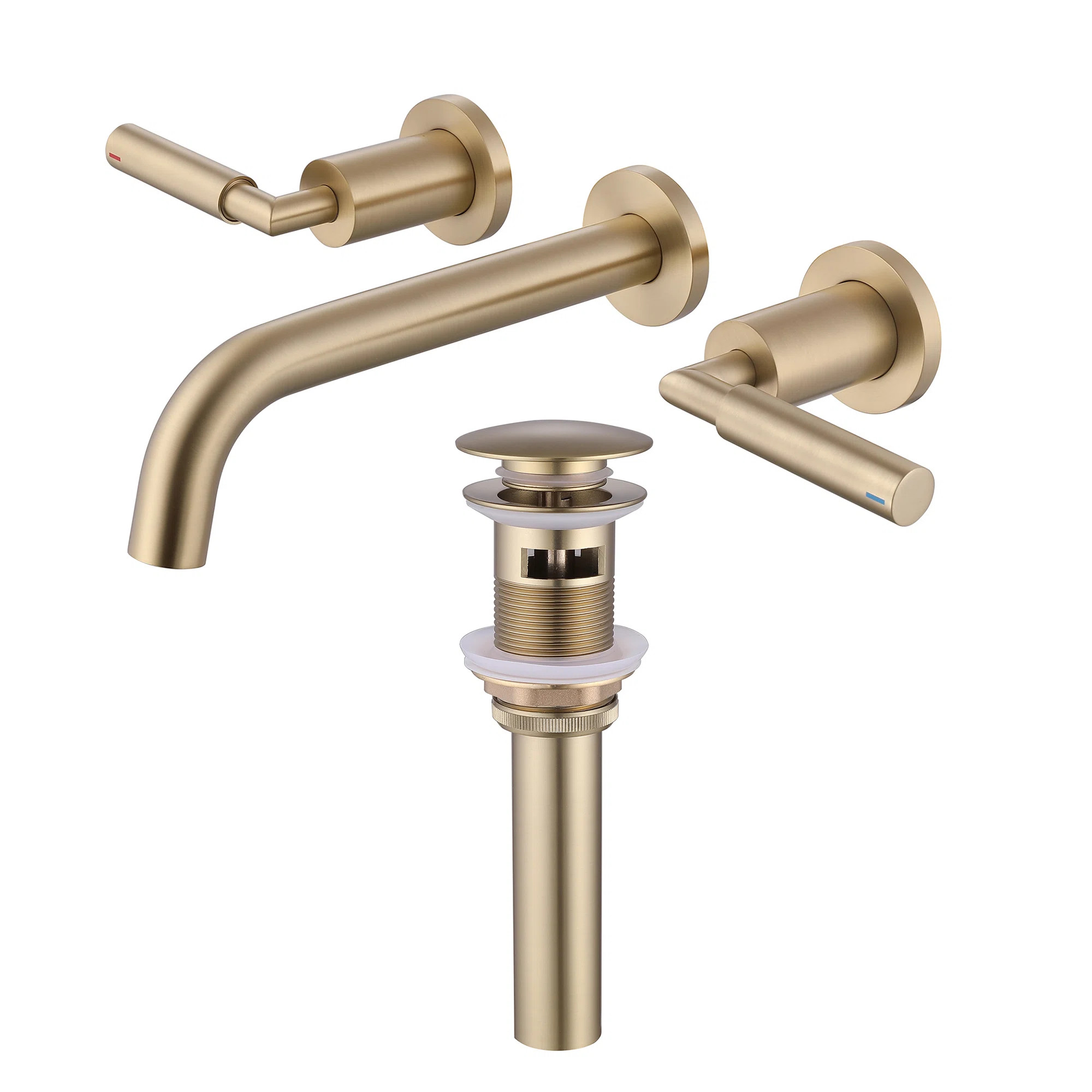 RBROHANT 10" Wall Mounted 2-Handle Widespread Bathroom Sink Faucet With Optional Drain Assembly &... | Wayfair North America