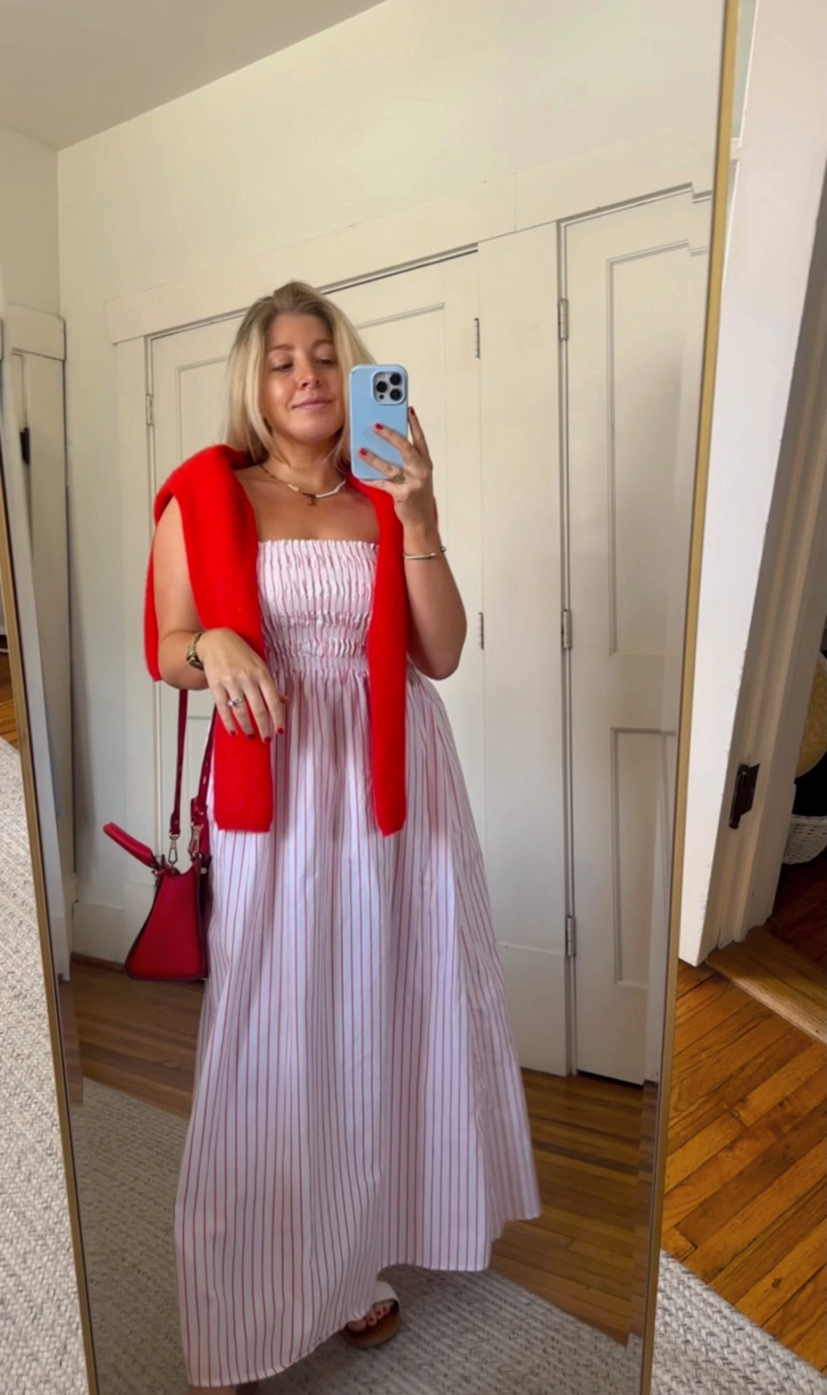 Memorial Day Inspired Dress on repeat - red white striped maxi dress

Size&Fit: Fits Oversized. I suggest ordering your true size but if you’re inbetween sizes, size down. 

I sized down from my true small to an xs