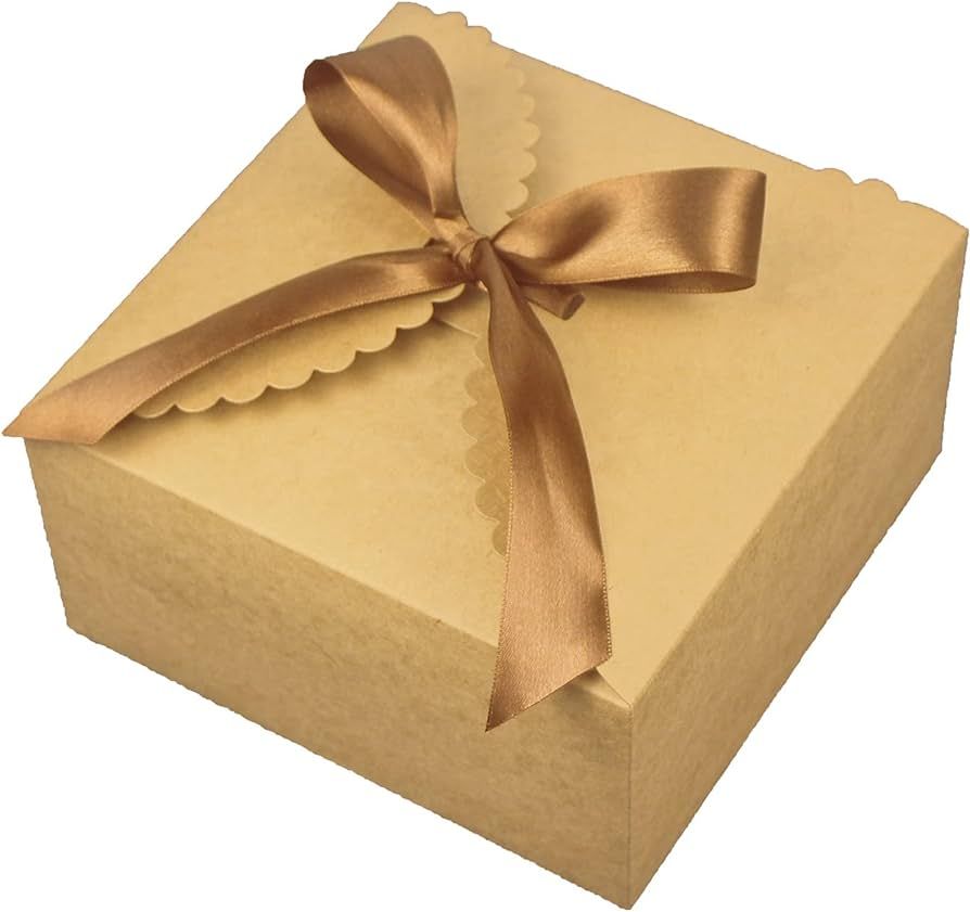 WEWILUCK Brown Gift Boxes 10 Pack 8x8x4 Inches, Large Gift Box Bulk, Premium Kraft Gift Box with ... | Amazon (US)