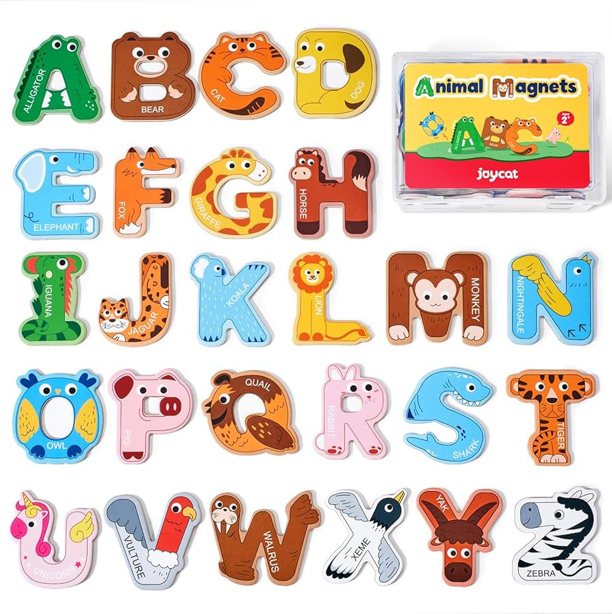 JoyCat Wooden Thick Alphabet Magnets for Toddlers Fridge Large Size Cute Animal Colorful ABC Magn... | Amazon (US)