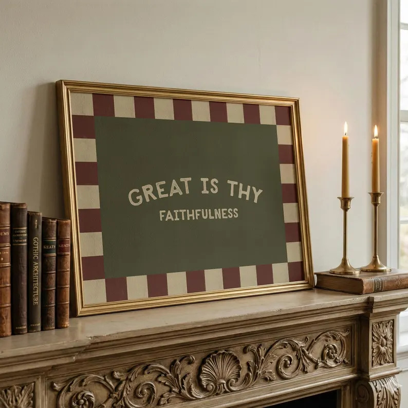 Vintage Great Is Thy Faithfulness Scripture Art, Hymn Wall Art, Fall Christian Decor, Digital Dow... | Etsy (Global)