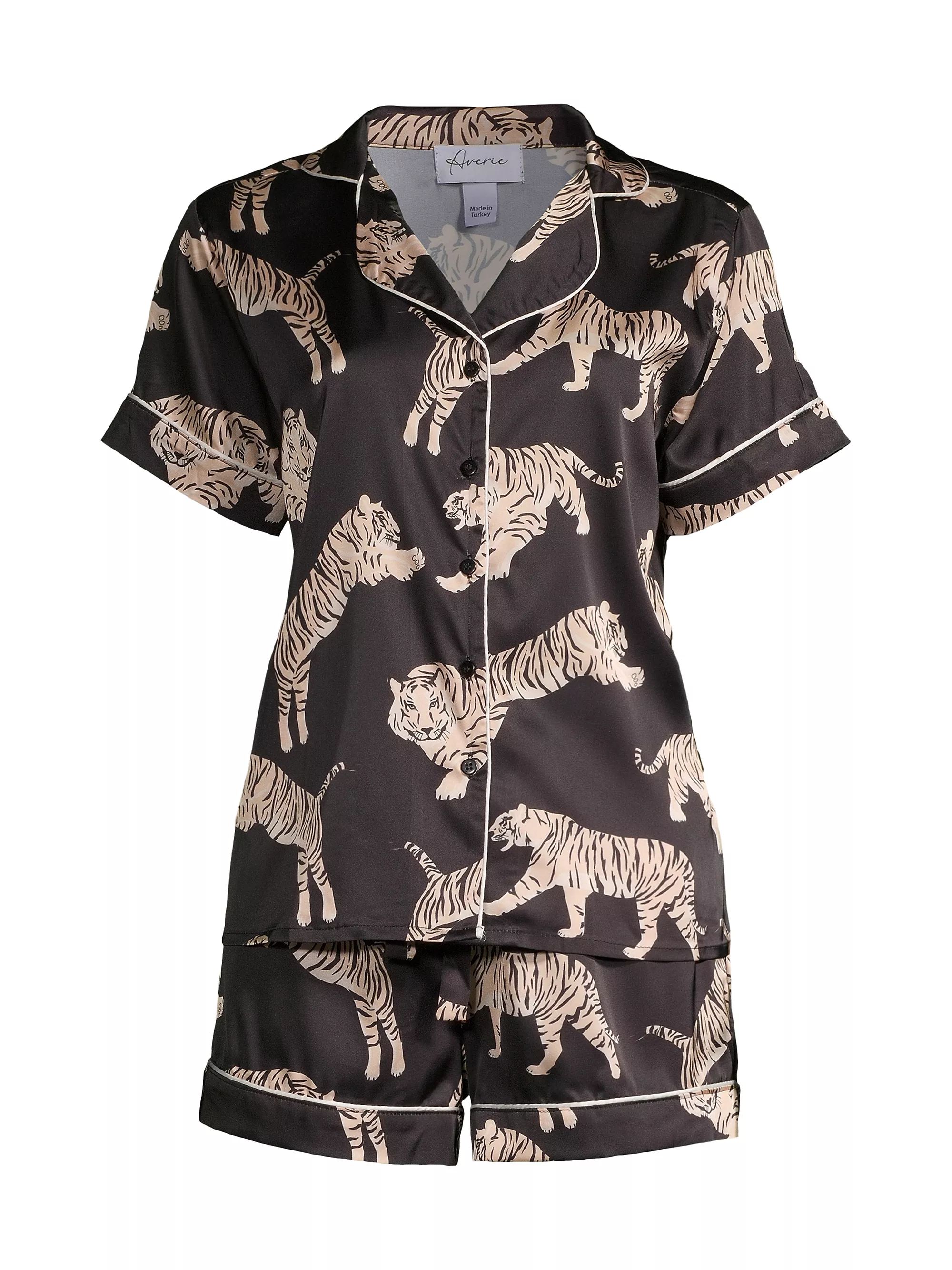 Safari Starry Nights Sierra Tiger-Print 2-Piece Pajama Set | Saks Fifth Avenue