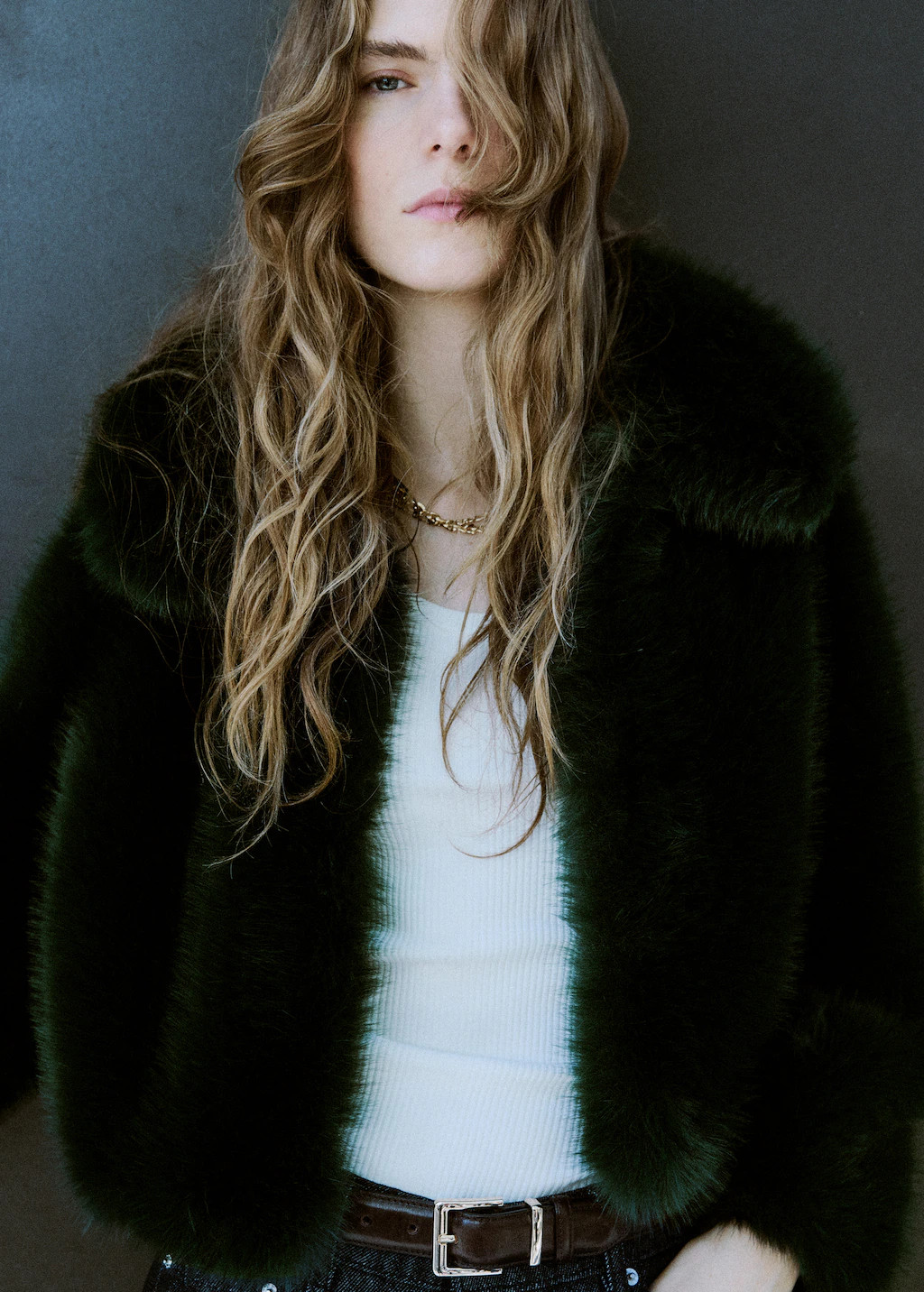 Faux-fur cropped jacket | Mango (US/MX/AU)