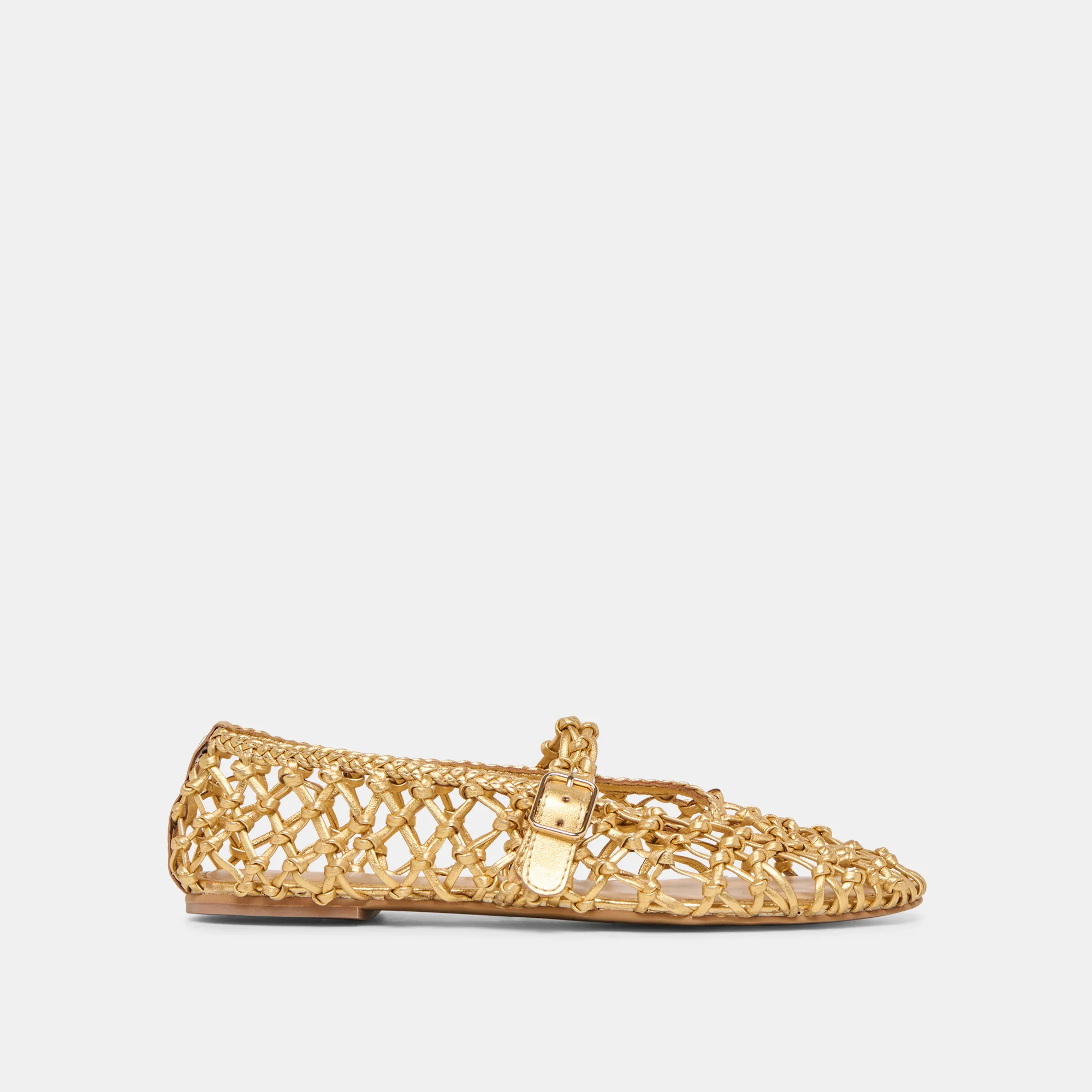 Clair Ballet Flats Gold Woven Leather | DolceVita.com