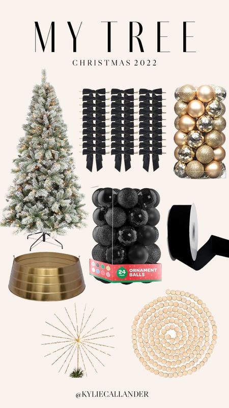 My tree this year! Everything is almost from Amazon! Christmas tree, flocked tree, black ornaments, shatter proof balls, velvet bows, wood garland, starburst tree topper, star topper, black Christmas accents 

#LTKHoliday #LTKhome #LTKSeasonal