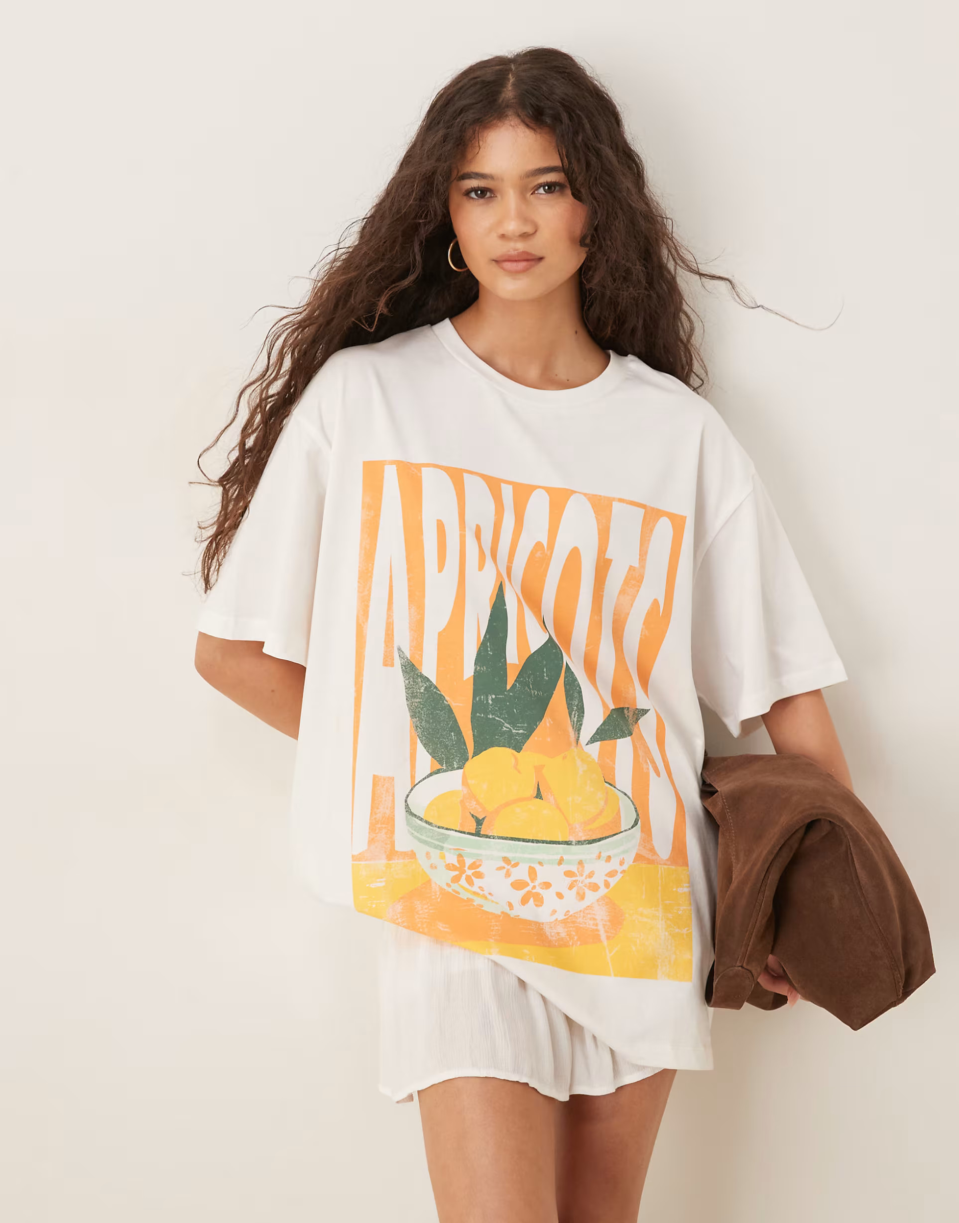 ASOS DESIGN oversized T-shirt with apricot fruit graphic in cream | ASOS | ASOS (Global)