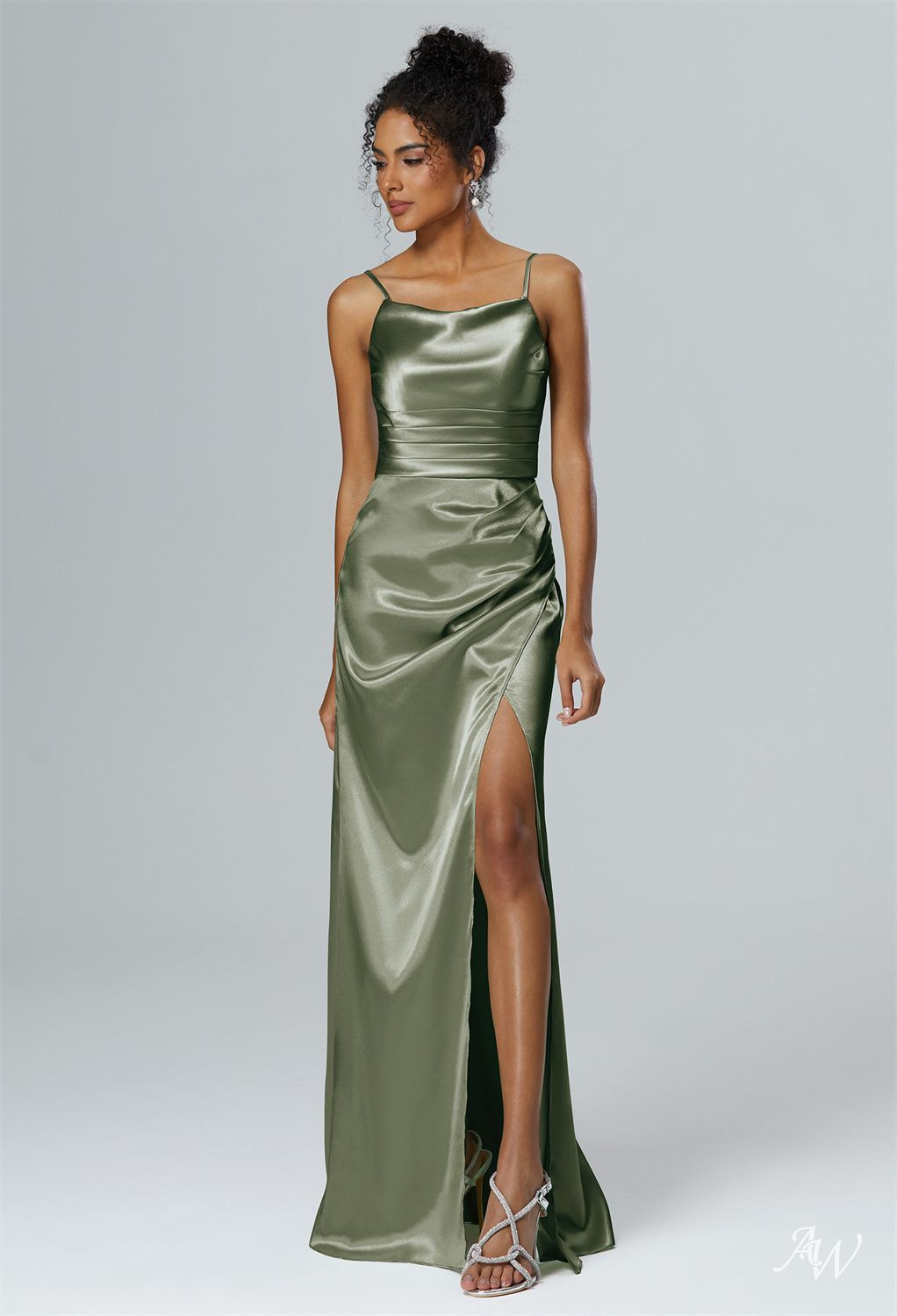 AW Leggero Dress, Green Olive Long Bridesmaid Dresses | AW Bridal | AW Bridal