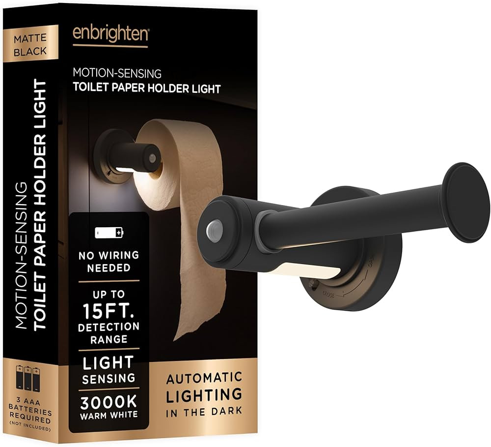 Enbrighten Toilet Paper Holder, Motion Sensing, Night Light, Battery Operated, Toilet Paper Holde... | Amazon (US)