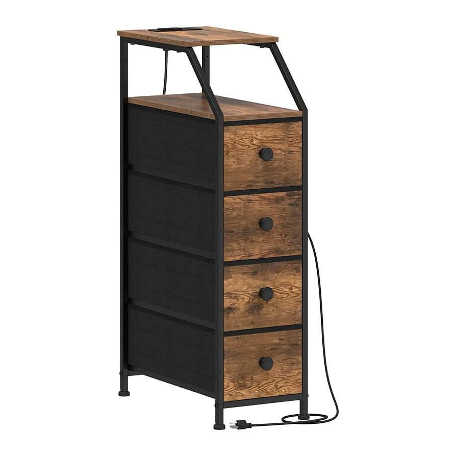 Tohomeor Narrow Dresser Tall Skinny Storage Tower Vertical Slim Chest of Drawers with Charging St... | Amazon (US)