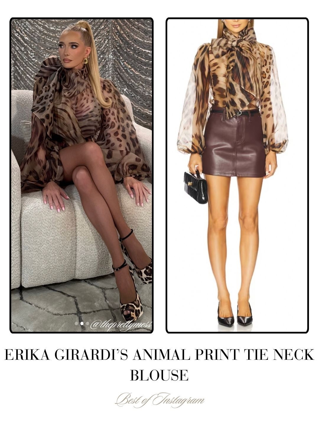 Erika Girardi’s Animal Print Tie Neck Blouse 📸 = @theprettymess